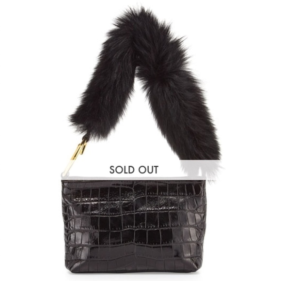 Elizabeth and James Finley Crocodile-Embossed Fur Shoulder Bag, Black - Picture 13 of 13